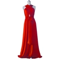 Dettaglio dell'abito rosso multiposizione in tessuto elasticizzato con lacci versatili - S / Rosso