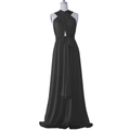 Abito lungo nero versatile con spalline regolabili e vita alta in stile infinity - S / Nero