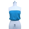 Blue strapless tube top with elastic bands on a white mannequin for casual wear - Light Blue