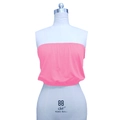 Close-up of pink elastic tube top with ribbed texture on white mannequin torso - S / Pink