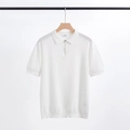 Slim fit men's white knitted short sleeve polo shirt with half-zip collar detail - M / White