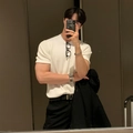 Herren Slim Fit weißes T-Shirt aus Rippstrick mit Kurzarm im minimalistischen Urban-Stil - M / Weiß