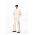Survêtement minimaliste blanc crème pour homme avec liserés noirs et pantalon large fluide - M / Blanc