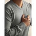 V-Ausschnitt Strickpullover für Herren in Hellgrau mit feiner Struktur und Rippbündchen - 3XL / Hellgrau