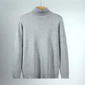 Schmal geschnittener hellgrauer Rollkragenpullover für Herren mit Rippbündchen - 3XL / Hellgrau