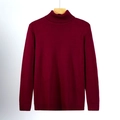 Schmal geschnittener weinroter Rollkragenpullover mit Rippstrick-Textur und klassischem Design - 3XL / Burgunderrot