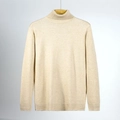Schmal geschnittener Herren-Rollkragenpullover in Beige mit gerippten Abschlüssen - 3XL / Aprikose