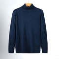 Dunkelblauer, schmal geschnittener Rollkragen-Strickpullover mit Rippbündchen - 3XL / Marineblau