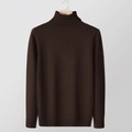 Dunkelbrauner Rollkragenpullover für Herren in schmaler Passform mit Rippstrick - 3XL / Kaffeebraun