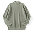 Sage green ribbed knit men's mock neck sweater with soft texture on white background - M / Green
