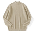 Men's beige mock neck sweater with premium ribbed knit texture and long sleeves - M / Apricot