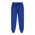 Pantaloni sportivi da uomo in pile blu navy con coulisse elastica e polsini a costine - S / Blu