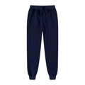 Pantaloni sportivi da uomo blu navy in pile con coulisse in vita e polsini a coste - S / Blu scuro