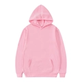 Detail of pink cotton hoodie featuring drawstring hood and ribbed cuffs in size L - S / Tops / Pink