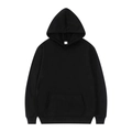Classic plain black cotton hoodie with kangaroo pocket and ribbed cuffs in a loose fit - S / Tops / Black