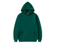 Detail of dark green oversized hoodie with kangaroo pocket and ribbed cuffs in flat lay - Green