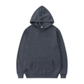 Detailed flat lay of dark grey hoodie showing ribbed cuffs, kangaroo pocket and size L label - S / Tops / Dark Gray