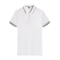 Classic white short-sleeved polo shirt with striped collar and three-button placket - White