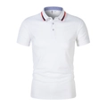 Polo bianca da uomo a maniche corte con dettagli a righe rosse e blu sul colletto - S / Bianco