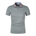 Polo da uomo grigia con colletto a righe rosse e maniche corte sportive casual - S / Grigio