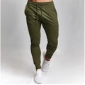 Ανδρικό αθλητικό παντελόνι slim fit σε λαδί χρώμα με κορδόνι και ριμπ ρεβέρ - S / Πράσινο του Στρατού