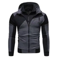 Men's hooded sweatshirt and jogger pants set in grey and black color block design - M / Dark Gray