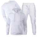 Three-piece white men's tracksuit including round neck sweatshirt, hoodie and jogger pants - S / White