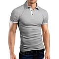 Slim fit men's grey polo shirt with white contrast collar and button placket detail - Light Gray and White