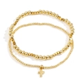 Set di bracciali a due strati di perline dorate con ciondolo a croce e perle geometriche - Stile Perline Croce Dorata (JS-S24082602A)