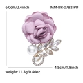 Elegant purple fabric flower brooch with white pearl and sparkling rhinestones variant - Purple