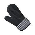 Guanto da forno corto in silicone nero antiscivolo con bordo a quadretti bianchi e neri - Pezzo Singolo / Nero