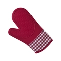 Guanto da forno rosso in silicone resistente al calore con trama antiscivolo e polsino a quadri - Pezzo Singolo / Rosso