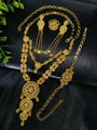 Detailed 24k gold jewelry set with intricate hollow geometric patterns on dark background - Circular Geometric Hollow Style (WZNBER-35)