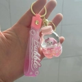 Pink Sanrio My Melody liquid quicksand keychain in milk bottle shape for bags - Bottle Style (Pink)