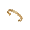 Close-up of gold-plated stainless steel flower cuff with radial floral texture - Gold