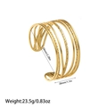 Detailed size specifications for wide hammered gold-plated multi-layer bangle with measurements - Gold