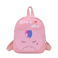 Pink canvas toddler backpack with a cute 3D unicorn design and Love Baby embroidery - Pink Unicorn