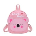 Pink cartoon koala toddler backpack made of soft canvas for girls with Love Baby print - Pink Koala