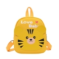 Yellow canvas school backpack for toddlers featuring 3D cartoon tiger and Love Baby print - Yellow Tiger