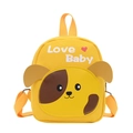 Toddler yellow canvas backpack featuring cute cartoon dog design and Love Baby print - Yellow Dog