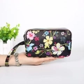 Three-layer canvas clutch with vibrant floral prints and convenient wrist strap - Flower and Bird World