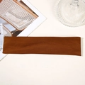 Elastic wide knit sports headband in deep caramel brown for yoga and running - Tan