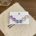 Tre paia di orecchini geometrici a perno in cristallo viola e blu su cartoncino - Perno per orecchino in argento sterling 925 Stile poliedro colorato (GB1048)
