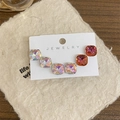Set di sei orecchini a lobo in cristallo quadrato nei colori bianco, ambra e rosa su carta - Perno per orecchino in argento sterling 925 Stile ovale fantasma (GB1049)