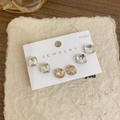 Three pairs of square cut zircon stud earrings in white and champagne gold on 925 silver pins - Small Square Stud Earrings Style (GB1055) / 3 Pairs Set