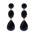 Elegante schwarze Tropfenkristall-Ohrhänger mit Goldbeschichtung für Damenmode - Schwarz