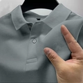 Polo pour homme gris en coton piqué respirant avec col classique et texture de qualité - M / Gris