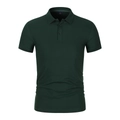 Dark green business polo shirt with classic three-button collar and breathable fabric texture - Dark Green