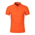 Vibrant orange short-sleeved polo shirt in breathable pique cotton with classic collar - Orange