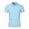 Detail of light blue short sleeve Polo shirt with 3D invisible mannequin effect - Sky Blue